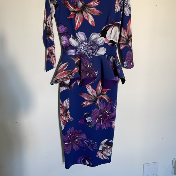 CHIARA BONI LA PETITE ROBEFloral High-Neck Long-Sleeve Peplum Dress Size 42(6) - Picture 7 of 7